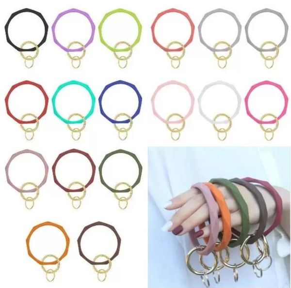 Novas 18 cores favorecem as pulseiras de chaveiro de chaveiro de silicone, chaveiro de chave de pulseira em forma de pulseira de pulseira de pulseira de pulseira de chave de chave de chave