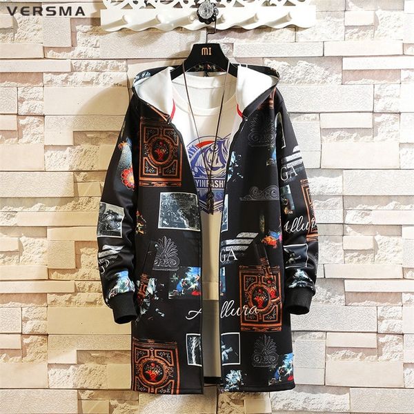 Männer Wollmischungen VERSMA Koreanische Gothic Kleidung Männer Lange Trenchcoats Jungen Frühling Harajuku Lange Mit Kapuze Herren Jacke Mantel Mantel 5XL Drop 220915