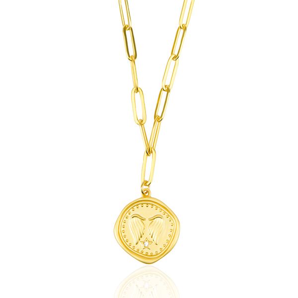 Collana semplice catena ad incastro argento sterling 925 placcato oro donne collana con ciondolo ali d'angelo accessori gioielli di moda