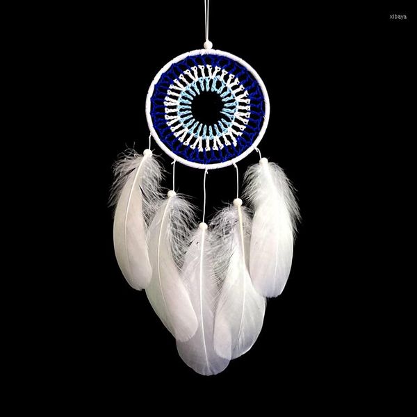 Estatuetas decorativas 11 cm de olho azul mal os olhos de sonho de sonho de penas de vento preto e branco