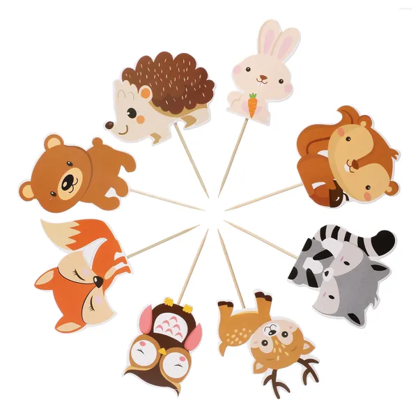 Abastecimento festivo 24pcs Animais Bolo decorativo Picks Decors Topppers para sobremesa de cupcake de festa