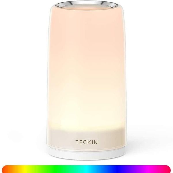 Lampada da tavolo Super Deal Decorazione Lampada da comodino LED RGB sensibile al tocco multicolore che cambia con luce bianca calda dimmerabile per camere da letto e soggiorni Luci notturne