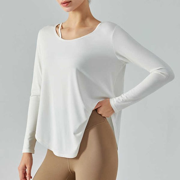 Camicia da fitness rilassata Lu Lu Maglie a maniche lunghe indossare top da yoga abiti da palestra che corre in fitness magliette