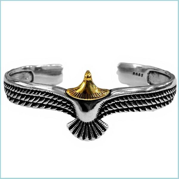 Armreif, Adler-Manschettenarmband, Valentinstagsgeschenk für Freund, verstellbar, offener Stammes-Wildtierschmuck, indische Flügelarmbänder 1198 Drop Dhtza