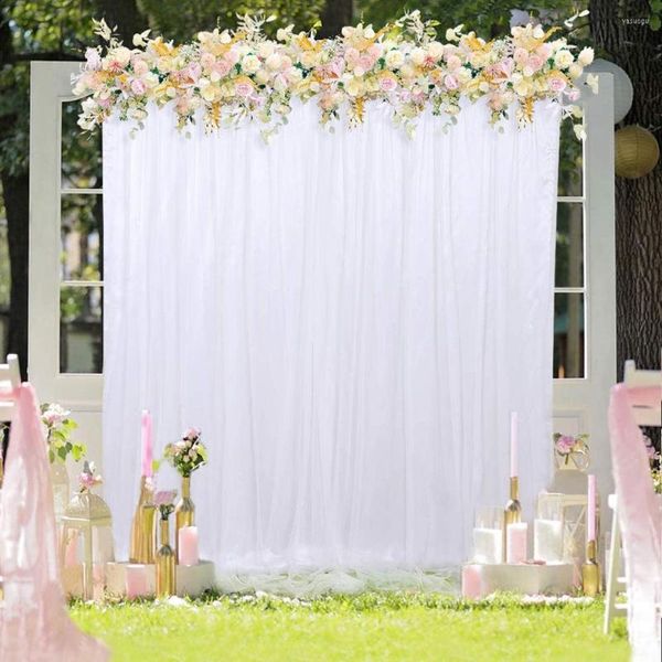 Décoration de fête 1x mariage Double fond voile anniversaire bébé douche Banquet scène romantique rideaux blancs