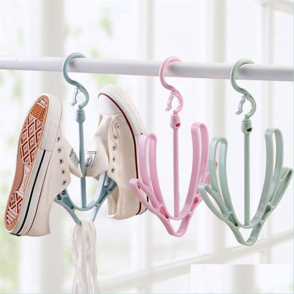 Ganci Rotaie Antivento Mtifunction Scarpe Gancio per appendere Scaffale pieghevole Appendiabiti per balcone Stendibiancheria Stand Home Storage Holder Rack Dhakm