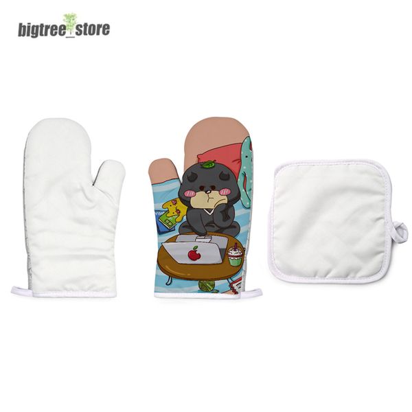 Kits de panificação sublimação forno manchas tapetes de placa transferência de calor impressão em branco Mittens grossos resistência ao calor Isolante luvas protetoras DIY PADS