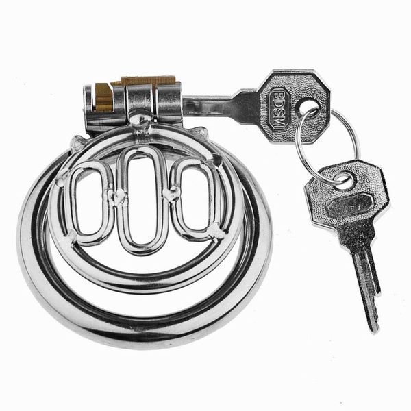 Dispositivi di castità corta in acciaio inossidabile Cock Cage Metal Lock Lock Ringer Stregatura BDSM Bondismo Rustroing Sex Toy per l'uomo