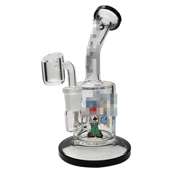 Wasserpfeifen Mini-Glasbong mit 14 mm männlichem Quarz-Banger, Retro-Cartoon-Dab-Rig, kleine Bongs zum Rauchen