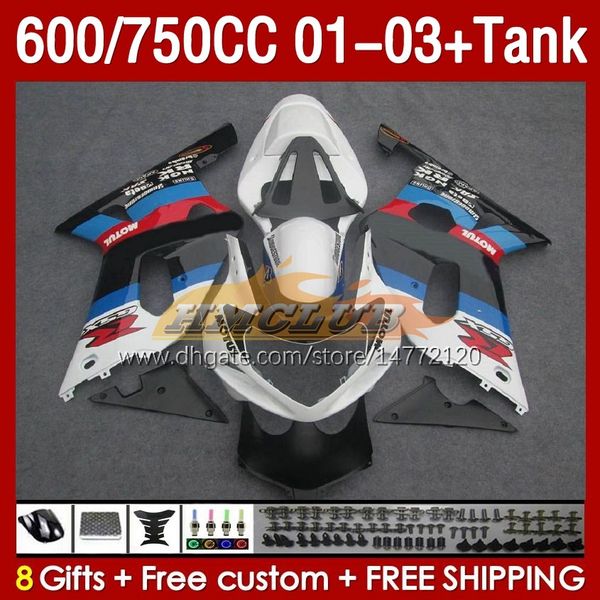 OEM carenature serbatoio per SUZUKI GSXR-750 GSXR600 750CC K1 GSXR750 01 02 03 152No.37 600CC GSXR 750 600 CC 2001 2002 2003 GSXR-600 01-03 Carenatura per stampi ad iniezione blu stock