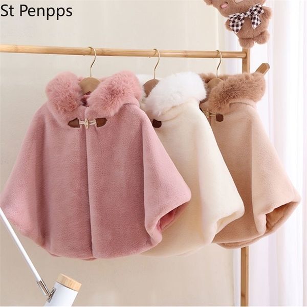 Cappotto Neonata Mantello Pelliccia sintetica Inverno Neonato Bambino Bambino Principessa Cappuccio con cappuccio Colletto Outwear Top Vestiti caldi 18Y 220915