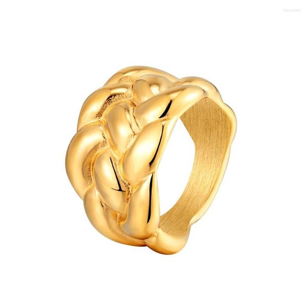 Ringos de agrupamento Design Tecer Ring Ring for Women 18 K Aço inoxidável de alta qualidade Jóias Temperamento de ouro metal dedo dedo de dedo