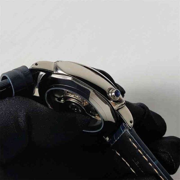 Orologio di alta qualità di lusso 44mm militare automatico meccanico da uomo data riserva di carica quadrante in acciaio inossidabile nero orologi luminosi in pelle 0mq3