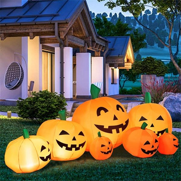 Decora￧￣o de festa Halloween Pumpkin infl￡vel com luzes rotativas de LED decora￧￣o de halloween decora￧￣o de terror decora￧￵es de halloween adere￧os 2.3m 220915