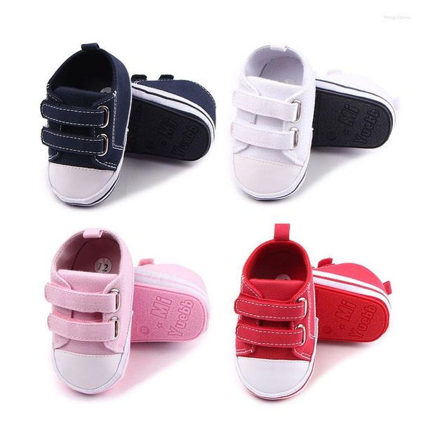 First Walkers Born Baby Boys Toddler Cotton Fabric Walker Kids Soft Bottom Sneaker Canvas Solid Hook Loop Shoes DS19