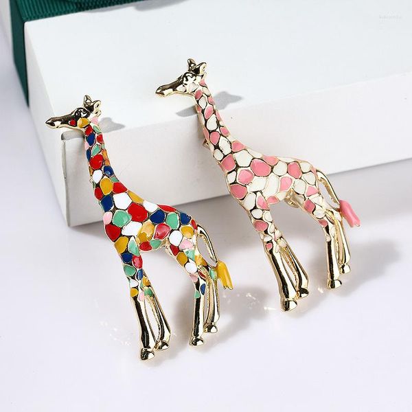 Spille squisita creatività smalto giraffa per le donne simpatico animale spilla spilla gioielli di moda colore oro regalo per bambini