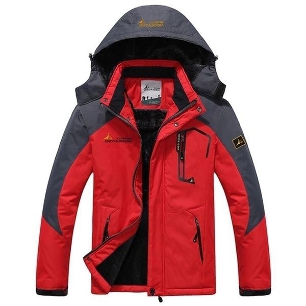 Piumini da uomo Parka Giacche autunnali Pile felpato Parka invernale Uomo Frangivento Plus Velluto spesso Cappotto di pelliccia nero caldo Giacca a vento con cappuccio maschile Impermeabile 220914