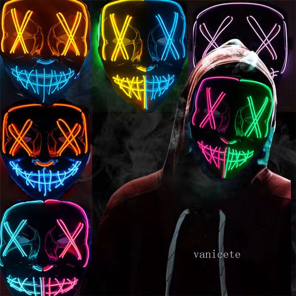 Festive Party Halloween Mask Led M￡scara luminosa de duas cores para a esquerda para cima e para baixo Modelagem v￡rios estilos Growing Masklt029