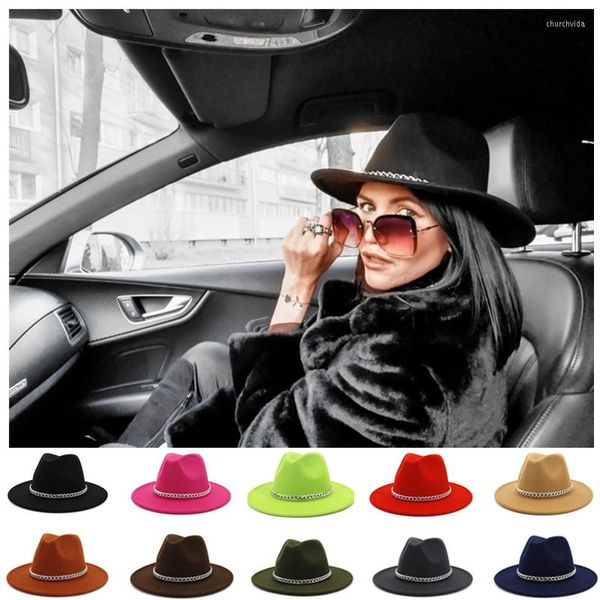 Boinas fedora de inverno chapéu largo brim fascinator homens mulheres casuais jazz selvagem tamanho 56-58cm panaman por atacado