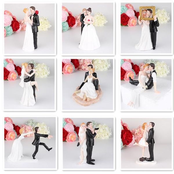 Articoli per feste Sposo romantico Sposa Sposa Figurina in resina Decorazione per torta nuziale Topper per fidanzamento di San Valentino