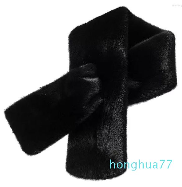 Modeaccessoires Schals Mode aus echtem Pelz für Männer Nerz gestrickt schwarz natürlicher Halswärmer Wrap S3084SchalsSchals