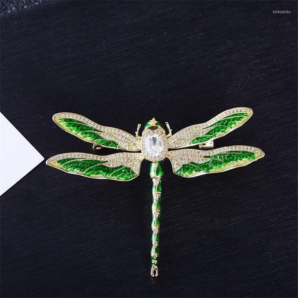 Broches de luxo inseto zircão de ouro cor mulher bling dragonfly broche pin roupas de vestido de cachecol de lenço acessórios