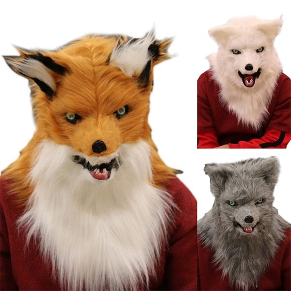 Decoração de festa Máscara realista de lobo da boca para figurões de festas de Halloween adultos luxuosos máscara de lobisomem movimentados 220915