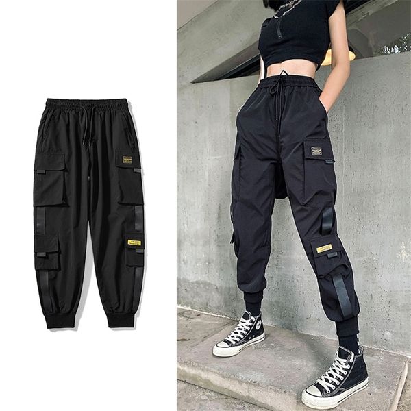 Pantaloni da donna Capris Streetwear Pantaloni neri Pantaloni sportivi da donna stile coreano Pantaloni larghi Pantaloni larghi Estate Autunno Hip Hop Pantaloni Harajuku Donna 220915