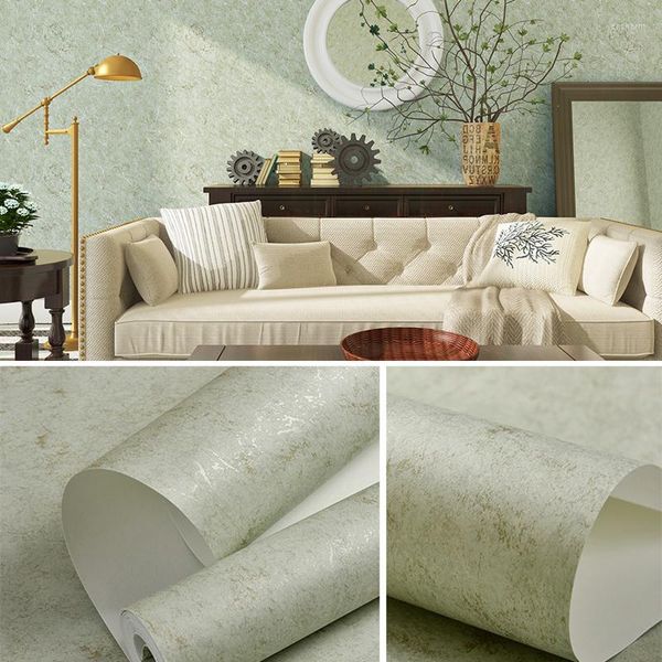 Papéis de parede American Rustic Vine Flower Wall Papers Decoração de casa Cor sólida Roll de papel de parede verde para sala de estar Mural de decoração