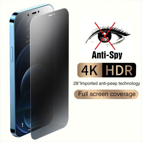 İPhone 14 13 12 11 Pro MAX XR 7 8 Plus Reping Anti-Peeping Temperli Cam Perakende Paket