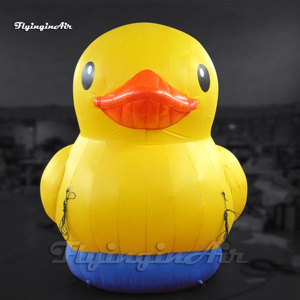 Engraçado Funny Inflable Rubber Pato Cartoon Animal Modelo 3M Bolso de pato amarelo com soprador do lado de fora para o evento do parque