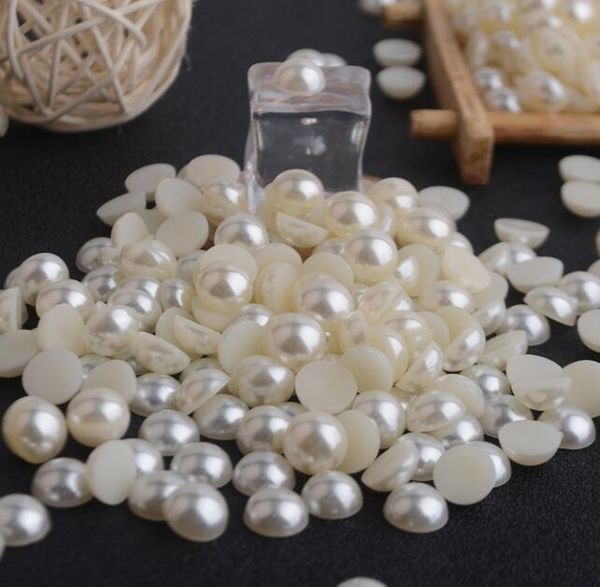 Mezze perle sciolte da 12 mm Perle piatte acriliche lattiginose Perle posteriori piatte di forma rotonda 300 pezzi