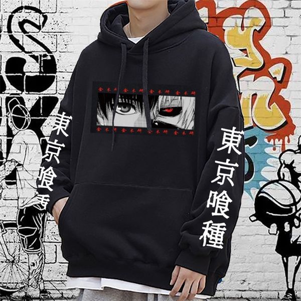 Moletons de moletons de moletons com capuz de anime Tokyo ghoul feminino casual impressão solta kenaki harajuku streetwear roupas 220915