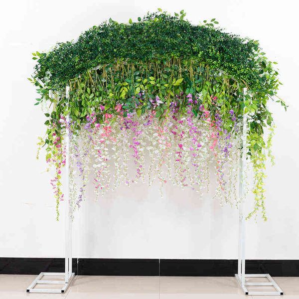 Sahte çiçek yeşillik 12 adet wisteria yapay ipek çiçekler asma kemer rattan asılı çelenk sahte ev tavan partisi düğün dekor yaprağı ip j220906