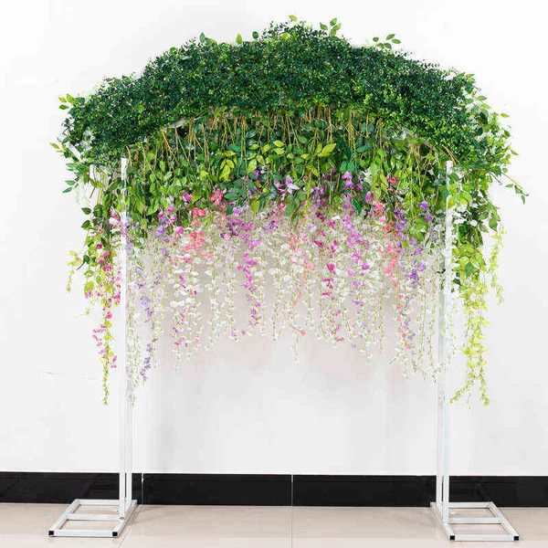 Greante floral Faux 12 peças Wisteria Flores de seda artificial Vinha arco rattan pendurada guirlanda falsa planta teto em casa decoração de folhas de folhas de folha j220906