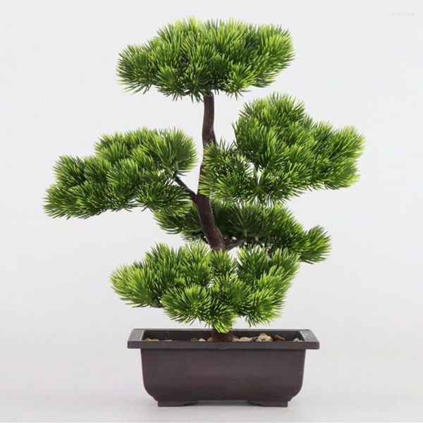 Fiori decorativi Piante artificiali Vasi Bonsai Realistico Bella simulazione ornamentale Aghi di pino Cipresso per la casa