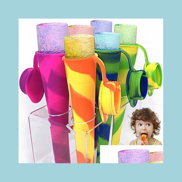 Eiscreme-Werkzeuge 6 teile / los Eis-Pop-Form Popsicle Mod mit befestigter Kappe Sile Push Up Creme Jelly Lolly Maker Drop Lieferung 2021 Home Gar Dhjqc