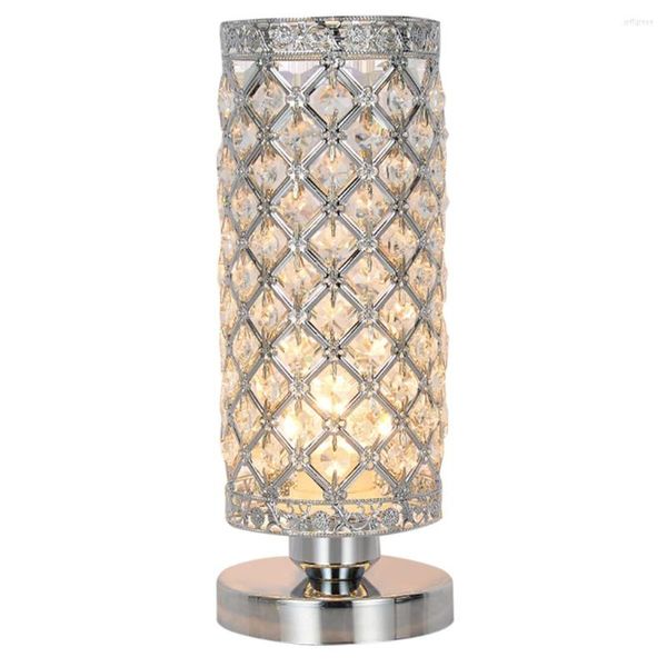 Lampade da tavolo Lampada a cilindro a forma di diamante Lampada da tavolo a led moderna in cristallo per la decorazione della camera da letto Soggiorno Luci notturne Art Déco