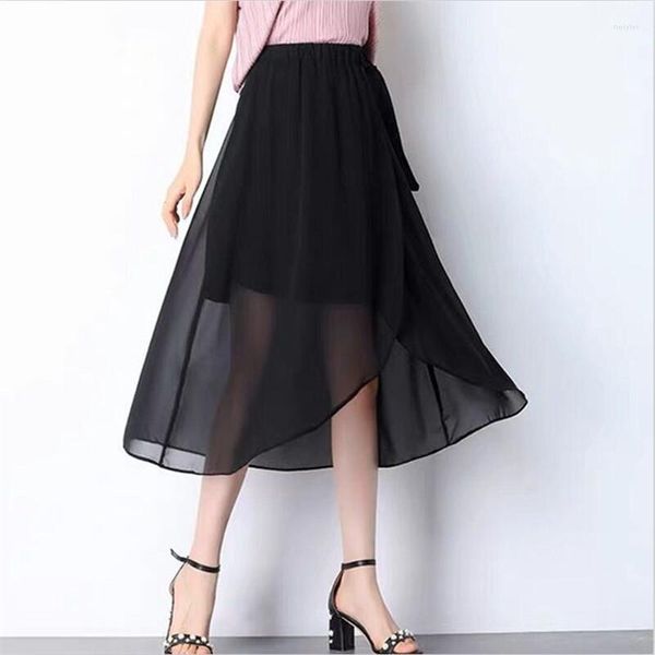 Röcke 11 Farbe 2022 Frauen Sommer Böhmischen Urlaub Strand Hohe Taille Asymmetrische Chiffon Maxi Lange -