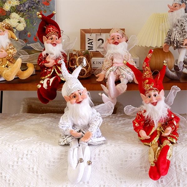 Decorações de Natal 50cm Elf Doll Toy Pingente de Natal Ornamentos Decoração Elfos pendurados na prateleira Decoração em pé Navidad Ano Presentes 220916