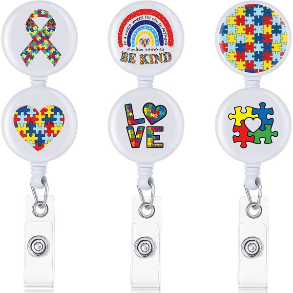 Altro materiale scolastico per ufficio L Rainbow Be Kind Porta badge identificativo Consapevolezza dell'autismo Puzzle Reel Clip infermieristica retrattile Decorativ Mxhome Amyfp