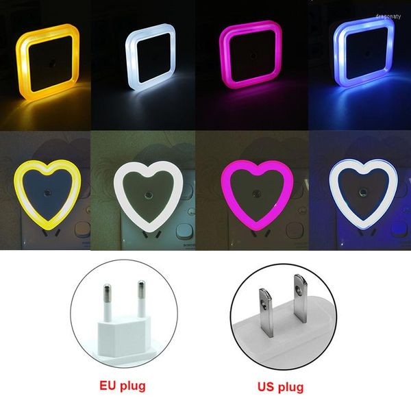 Mini sensore di luce notturna a LED senza fili che illumina le luci quadrate della spina degli Stati Uniti dell'UE per la lampada del corridoio della camera da letto della camera dei bambini