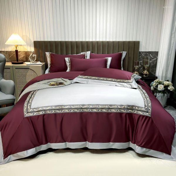 Bedding Conjunta de alta qualidade 1400TC Egyptian Cotton Bordedery Conjunto de edredão Tampa de edredom colcha