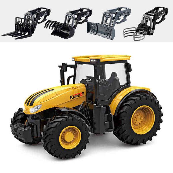 Diecast Autos Spielzeug Fahrzeug Bauernhof Traktor Lkw Maßstab 1:24 Legierung Inertial Engineering Auto DIY Ersatzteil Anhänger Modell Geschenk für Kinder 0915