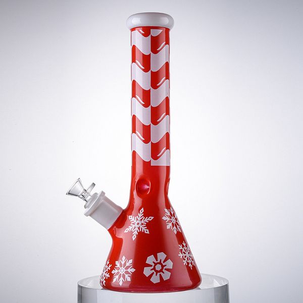 Buon Natale Narghilè stile natalizio Bong a bicchiere grande Tubo dritto da 13 pollici Dab Rigs Tubi dell'acqua in vetro Pyrex spesso 7 mm con ciotola a vapore diffuso con giunto da 18 mm