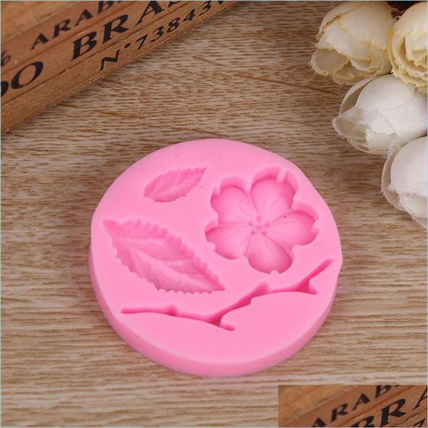 Stampi da forno Peach Blossom Sile Mold 3D Flower Pattern Sugarcraft Mod Fondente Strumenti per decorare la torta Goccia di cioccolato Consegna 2021 Hom Dhf7K