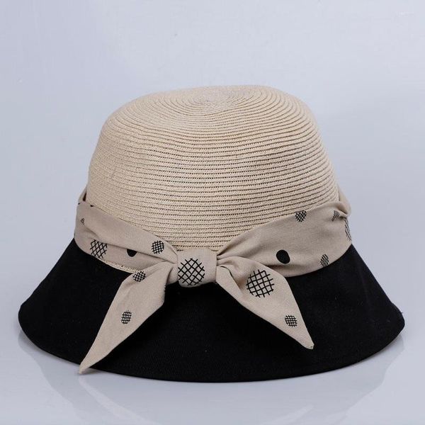 Cappelli a tesa larga Panamas Protezione UV Visiera parasole Spiaggia Visiera da donna elegante Cappellino a punta Cappello estivo femminile per donna