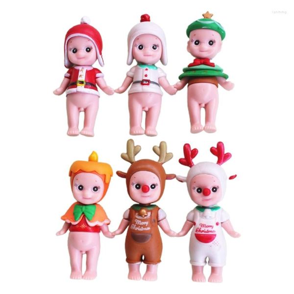 Forniture festive per bambini figure d'azione in pvc 6 pezzi / lotto decorazione per torta da 8 cm bambole mini modello di festa di natale regali di compleanno ornamenti