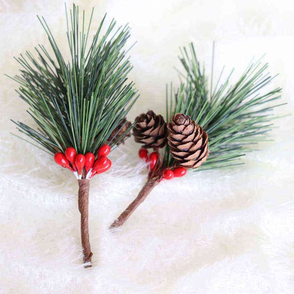 Faux Floral Greenery Pine Afles Mini Christmas Tree Acessories Decoração de Decoração de Flores Artificiais da Série de Flores Verdes Decorações de Desktop J220906