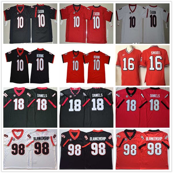 Abbigliamento da football universitario americano Maglia da football NCAA Georgia Bulldog 10 Jacob Eason Malik Herring 16 CKirby Smart 18 JT Daniels 98 Rodrigo Blankenship Jersey cucita